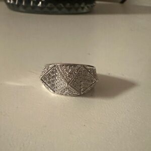 nOir Jewelry Silver Textured Triangle Ring